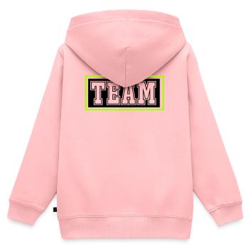 Équipe - Sweat Premium à capuche zippé enfant bio - rose - Dos - AI Model Kid Female (0cm)