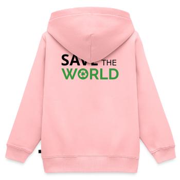 Rette die Welt - Kinder Premium Organic Zip Hoodie - Rosa - Hinten - AI Model Kid Female (0cm)