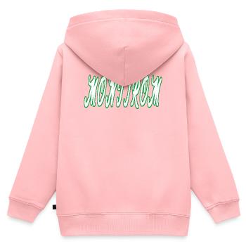 Montirom text - Kinder Premium Organic Zip Hoodie - Rosa - Hinten - AI Model Kid Female (0cm)