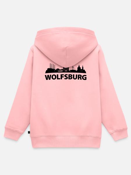 Wolfsburg Skyline - Kinder Premium Organic Zip Hoodie - Rosa