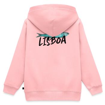 Lissabon Sardine Illustration Portugal im Sommer - Kinder Premium Organic Zip Hoodie - Rosa - Hinten - AI Model Kid Female (0cm)