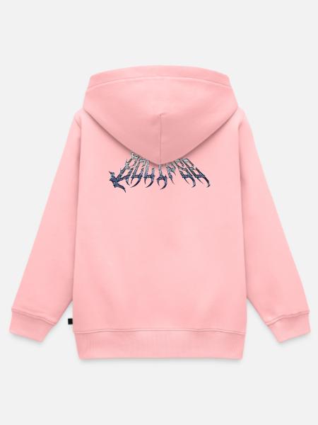 Finsternis – kaltmetallischer Chromtext - Kinder Premium Organic Zip Hoodie - Rosa