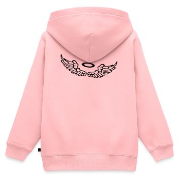 Kleine Flügel, Engelsflügel mit Heiligenschein. - Kinder Premium Organic Zip Hoodie - Rosa - Hinten - AI Model Kid Female (0cm)