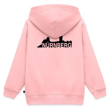 Nuremberg - roil © - Nuremberg avec la silhouette - Sweat Premium à capuche zippé enfant bio - rose - Dos - AI Model Kid Female (0cm)