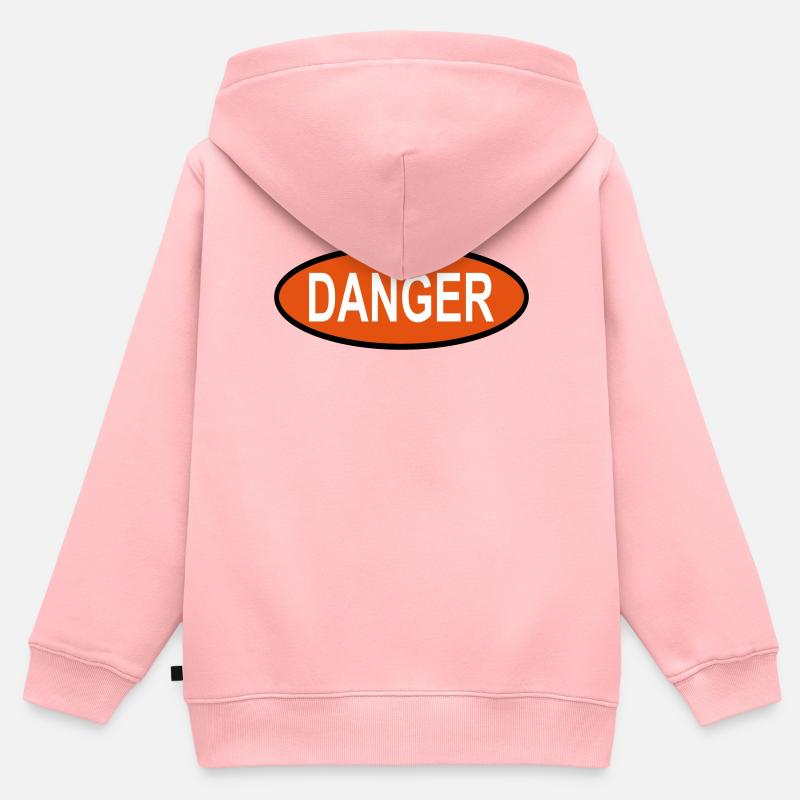 danger - Sweat Premium à capuche zippé enfant bio - rose