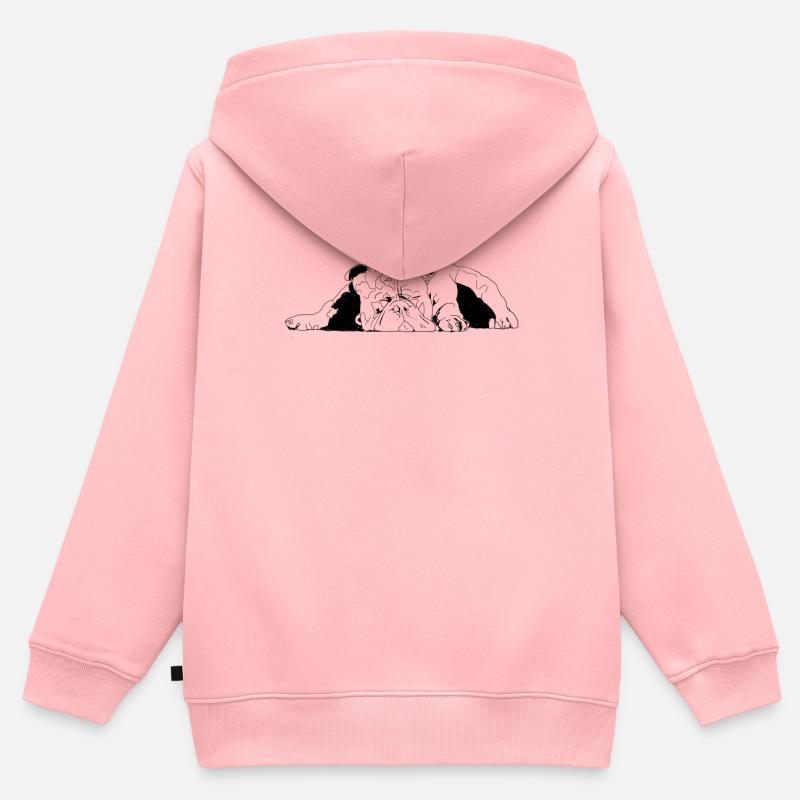 Bouledogue - Sweat Premium à capuche zippé enfant bio - rose