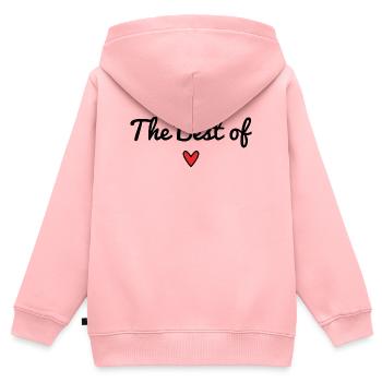 MAMIE. FÊTE DES MÈRES. BONNE FÊTE MAMIE. JE T'AIME - Sweat Premium à capuche zippé enfant bio - rose - Dos - AI Model Kid Female (0cm)