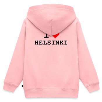 Ich liebe Helsinki - J’adore Helsinki - Sweat Premium à capuche zippé enfant bio - rose - Dos - AI Model Kid Female (0cm)