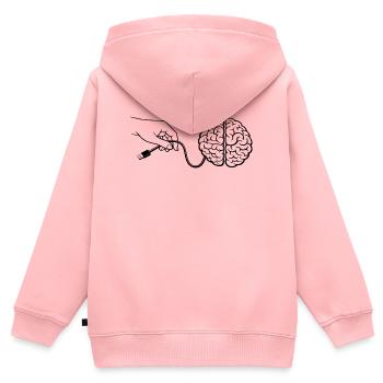 Gehirn Kopf Kabel Anschluss Künstliche Intelligenz - Kinder Premium Organic Zip Hoodie - Rosa - Hinten - AI Model Kid Female (0cm)