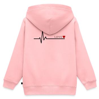 Love Heartbeat | Chemise d’amour minimaliste Heartbeat - Sweat Premium à capuche zippé enfant bio - rose - Dos - AI Model Kid Female (0cm)