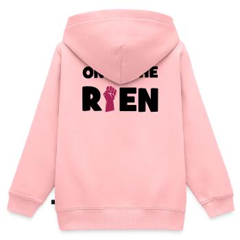 Wir verlieren nichts! - Kinder Premium Organic Zip Hoodie - Rosa - Hinten - AI Model Kid Female (0cm)
