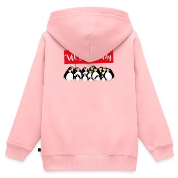 Pinguin Familie - Wir sind Familie - Kinder Premium Organic Zip Hoodie - Rosa - Hinten - AI Model Kid Female (0cm)