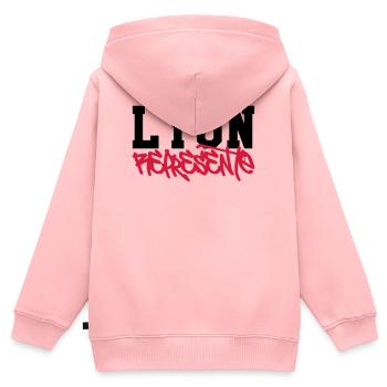Lyon Représente - Sweat Premium à capuche zippé enfant bio - rose - Dos - AI Model Kid Female (0cm)