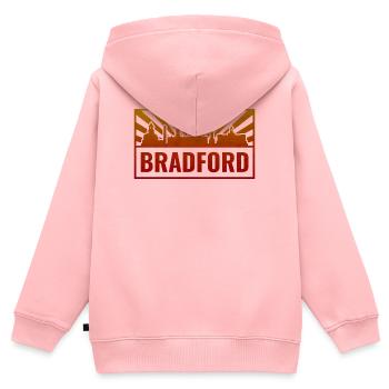 Bradford Skyline Sonnenaufgang - Kinder Premium Organic Zip Hoodie - Rosa - Hinten - AI Model Kid Female (0cm)
