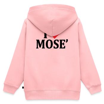 t-shirt j’aime Mose t-shirt idée cadeau - Sweat Premium à capuche zippé enfant bio - rose - Dos - AI Model Kid Female (0cm)