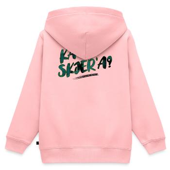 Wo ist die Sense? - Kinder Premium Organic Zip Hoodie - Rosa - Hinten - AI Model Kid Female (0cm)