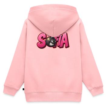 Sofia Graffiti Name Bomb Graffité 3D - Kinder Premium Organic Zip Hoodie - Rosa - Hinten - AI Model Kid Female (0cm)