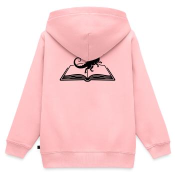 Drache auf Buch Fantasy - Kinder Premium Organic Zip Hoodie - Rosa - Hinten - AI Model Kid Female (0cm)