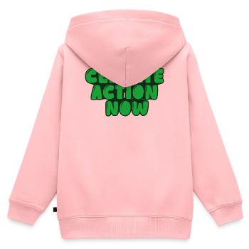 Klimaschutz jetzt - Kinder Premium Organic Zip Hoodie - Rosa - Hinten - AI Model Kid Female (0cm)