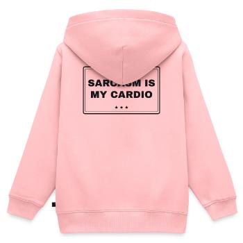 Sarcasm Is My Cardio - Fitness Spruch - Kinder Premium Organic Zip Hoodie - Rosa - Hinten - AI Model Kid Female (0cm)
