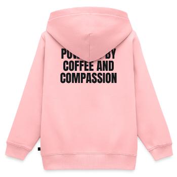 Powered By Coffee And Compassion - Krankenschweste - Kinder Premium Organic Zip Hoodie - Rosa - Hinten - AI Model Kid Female (0cm)