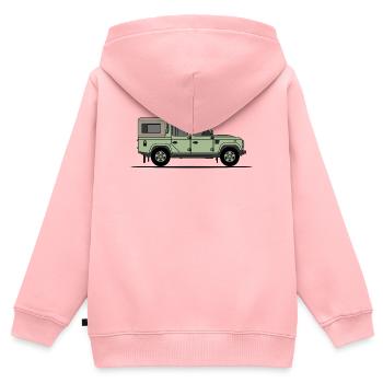 Verteidiger 110 - Abholung - Kinder Premium Organic Zip Hoodie - Rosa - Hinten - AI Model Kid Female (0cm)