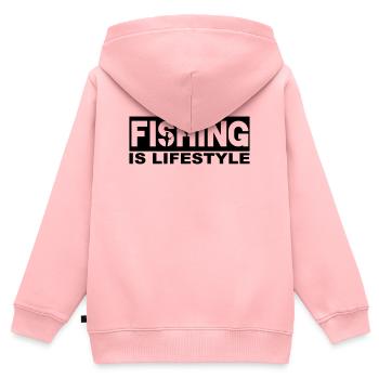 Fishing is lifestyle - Kinder Premium Organic Zip Hoodie - Rosa - Hinten - AI Model Kid Female (0cm)