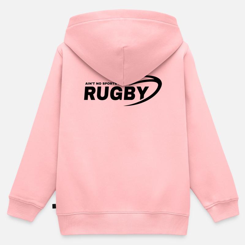 | DE RUGBY PAS DE SPORT COMME LE RUGBY - Sweat Premium à capuche zippé enfant bio - rose