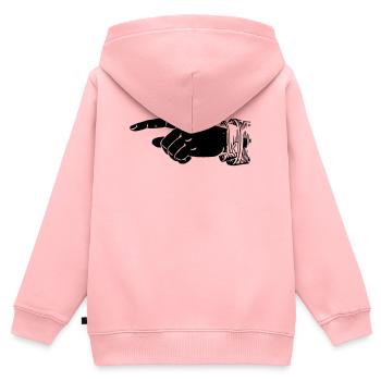 Main - Doigt pointé - Sweat Premium à capuche zippé enfant bio - rose - Dos - AI Model Kid Female (0cm)