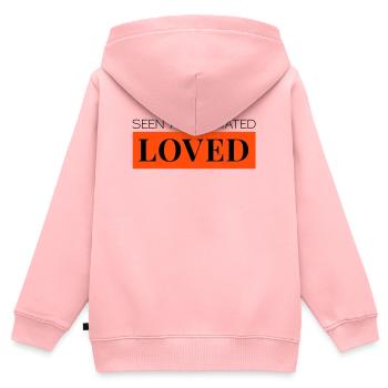 Seen Appreciated Loved zweifarbig - Kinder Premium Organic Zip Hoodie - Rosa - Hinten - AI Model Kid Female (0cm)
