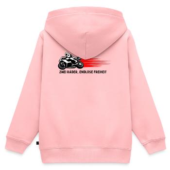 Zwei Räder, endlose Freiheit - Motorrad-Edition - Kinder Premium Organic Zip Hoodie - Rosa - Hinten - AI Model Kid Female (0cm)