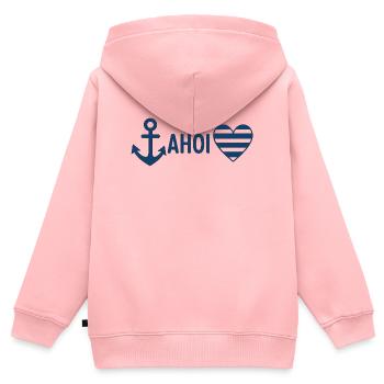 Ahoi  - Kinder Premium Organic Zip Hoodie - Rosa - Hinten - AI Model Kid Female (0cm)