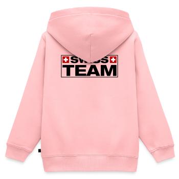 Team Swiss Schweiz - Kinder Premium Organic Zip Hoodie - Rosa - Hinten - AI Model Kid Female (0cm)