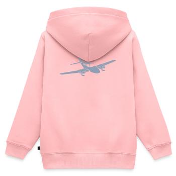 Silhouette minimaliste d’avion à hélice - Sweat Premium à capuche zippé enfant bio - rose - Dos - AI Model Kid Female (0cm)