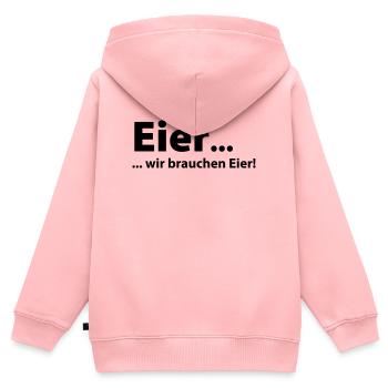 Oeufs, nous avons besoin des oeufs - Sweat Premium à capuche zippé enfant bio - rose - Dos - AI Model Kid Female (0cm)