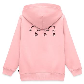 Tölter Trio - Kinder Premium Organic Zip Hoodie - Rosa - Hinten - AI Model Kid Female (0cm)