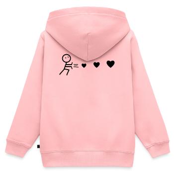 Herzenswerfender Schwarzer Mann - Kinder Premium Organic Zip Hoodie - Rosa - Hinten - AI Model Kid Female (0cm)
