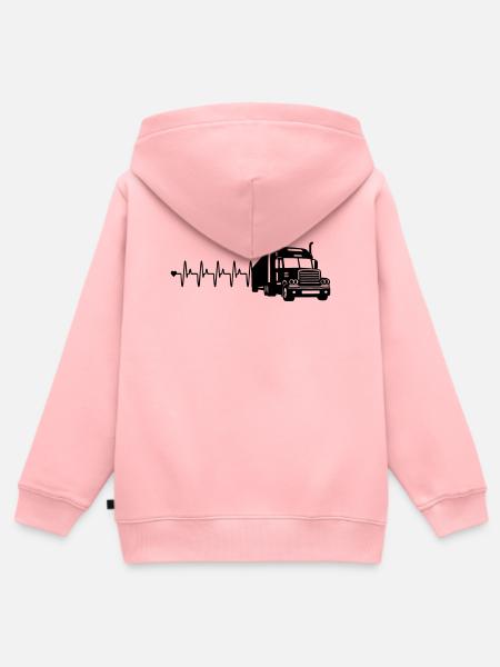 Lkw herzfrequenz - Kinder Premium Organic Zip Hoodie - Rosa