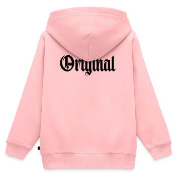 Langue source - Sweat Premium à capuche zippé enfant bio - rose - Dos - AI Model Kid Female (0cm)