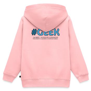 Blauer Hashtag Geek Crest - Kinder Premium Organic Zip Hoodie - Rosa - Hinten - AI Model Kid Female (0cm)