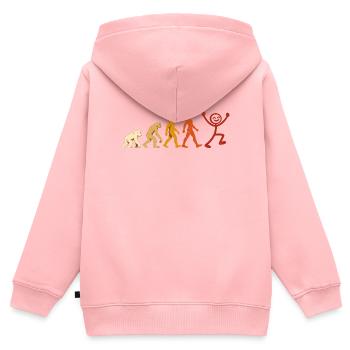Evolution Mensch Freude Retro Design - Kinder Premium Organic Zip Hoodie - Rosa - Hinten - AI Model Kid Female (0cm)