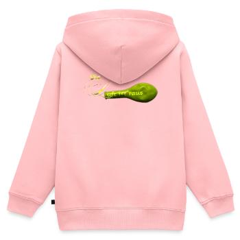 Die Luft ist raus.... - Kinder Premium Organic Zip Hoodie - Rosa - Hinten - AI Model Kid Female (0cm)