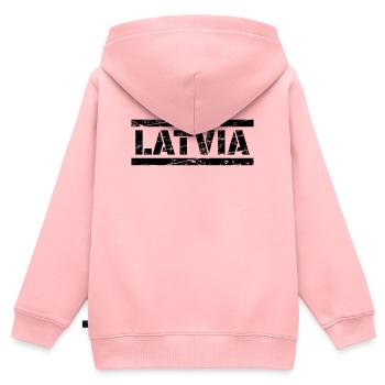Lettonie - Sweat Premium à capuche zippé enfant bio - rose - Dos - AI Model Kid Female (0cm)