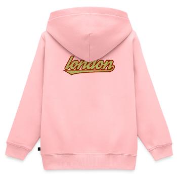 London Retro Script Logo - Kinder Premium Organic Zip Hoodie - Rosa - Hinten - AI Model Kid Female (0cm)