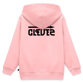 Clever & Stupid – des contrastes reflétés d’une manière amusante - Sweat Premium à capuche zippé enfant bio - rose - Dos - AI Model Kid Female (0cm)