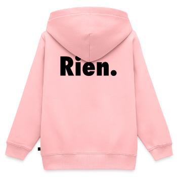 Nichts. Oder fast nichts satirischer Slogan Anti-Slogan - Kinder Premium Organic Zip Hoodie - Rosa - Hinten - AI Model Kid Female (0cm)