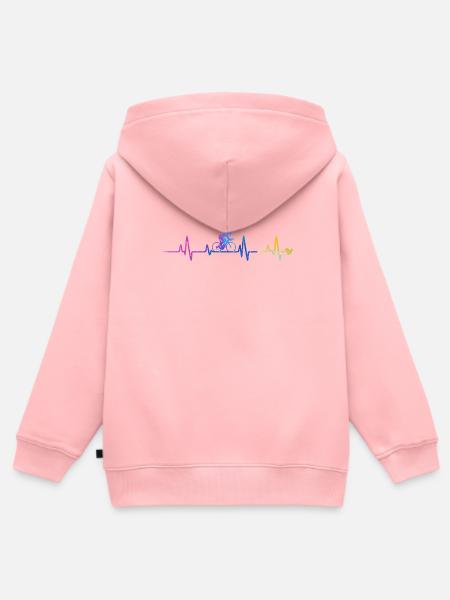 Herzschlag-Radfahrer Gradient - Kinder Premium Organic Zip Hoodie - Rosa