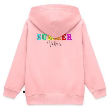 Ambiance estivale - Sweat Premium à capuche zippé enfant bio - rose - Dos - AI Model Kid Female (0cm)