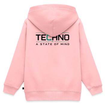 Techno - A State of Mind - Kinder Premium Organic Zip Hoodie - Rosa - Hinten - AI Model Kid Female (0cm)