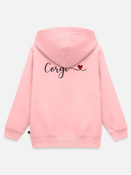Corgi Herz - Kinder Premium Organic Zip Hoodie - Rosa